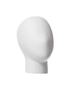 Female's abstract head with neck 10"H, matte white fiberglass