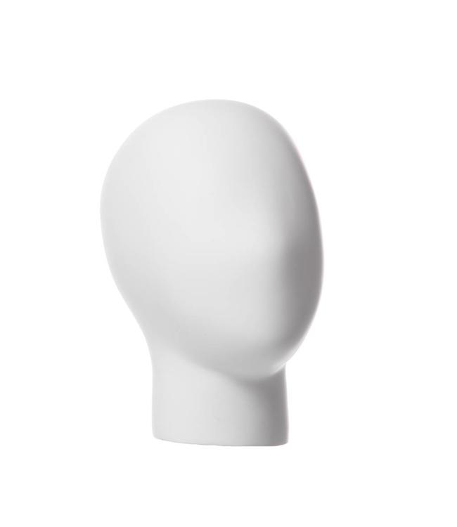 Tête de femme abstraite avec cou 10"H, fibre de verre blanc mat