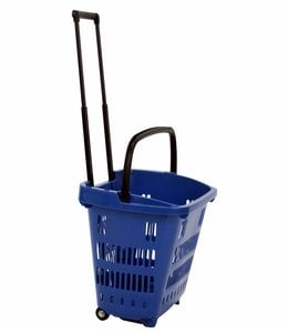 Shopping basket on wheels 34 liters 18-1/8"x 13-5/8"x 15-3/4"H, plastic