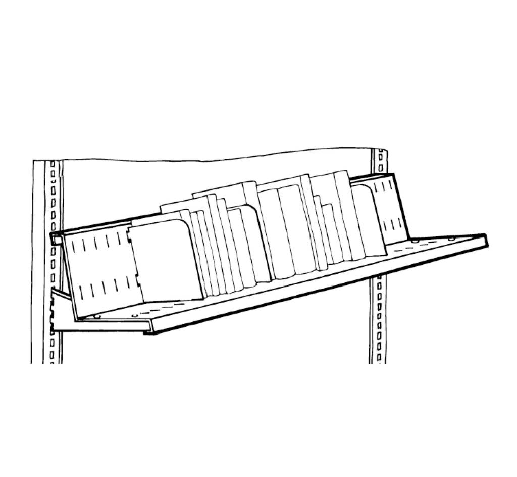 Slanted book and video cassette shelf 3905 Mobico Mobico inc.