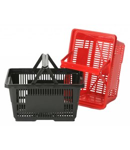 28 liters 2 handles shopping basket 18-7/8"x 12-3/4"x 9-7/8"H, plastic