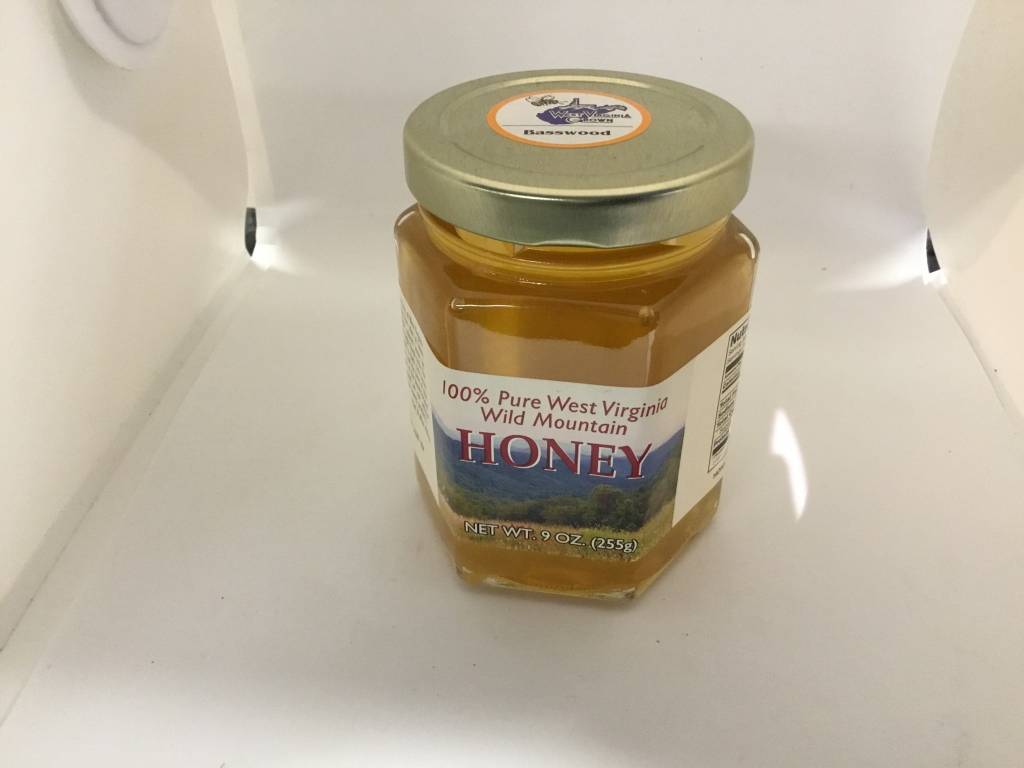 Basswood in 9 oz. Hex Jar WV Honey THOMASYARD