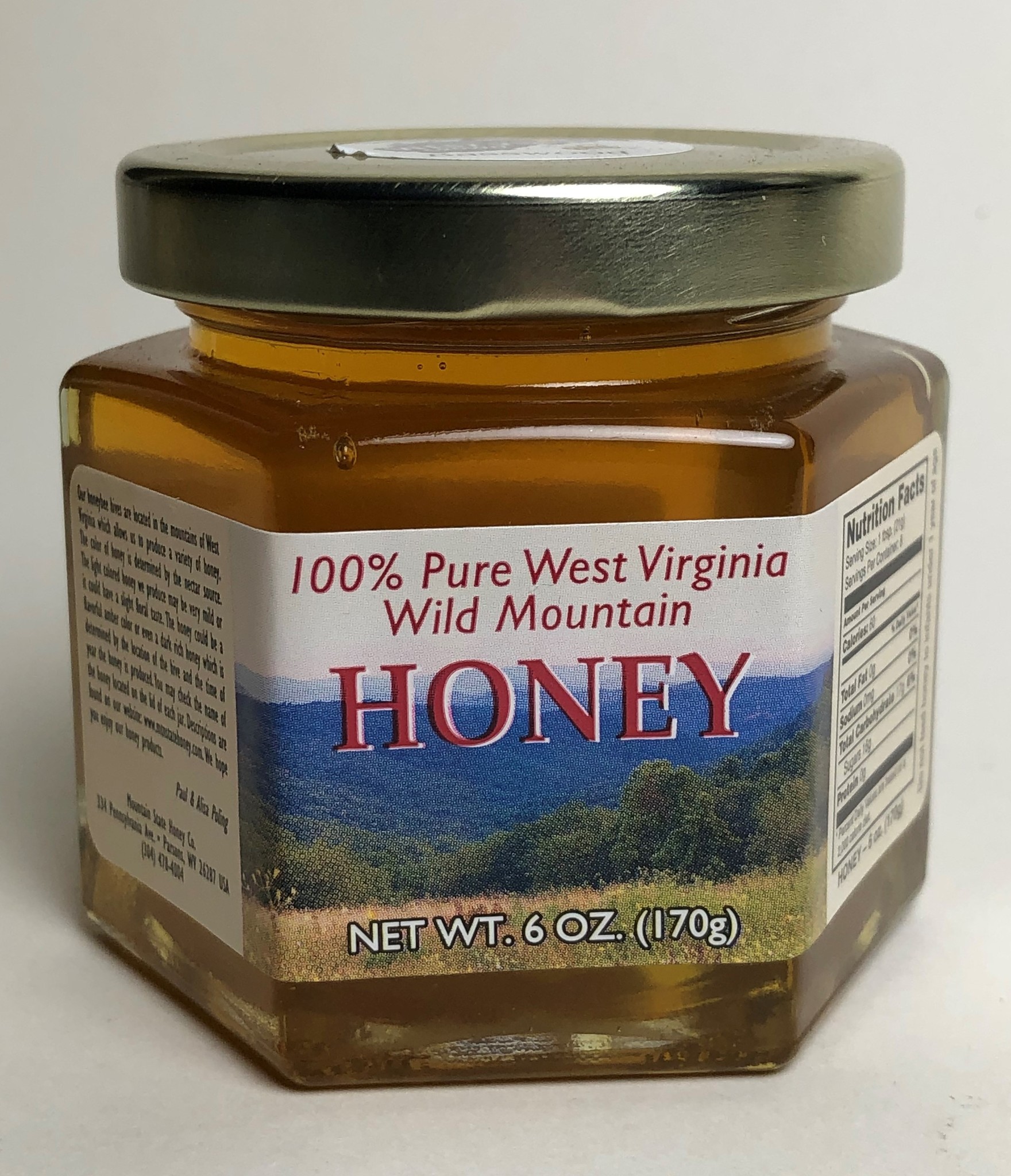 Mountain State Honey Company Mtn State Honey 6 oz. Basswood Hex Jar