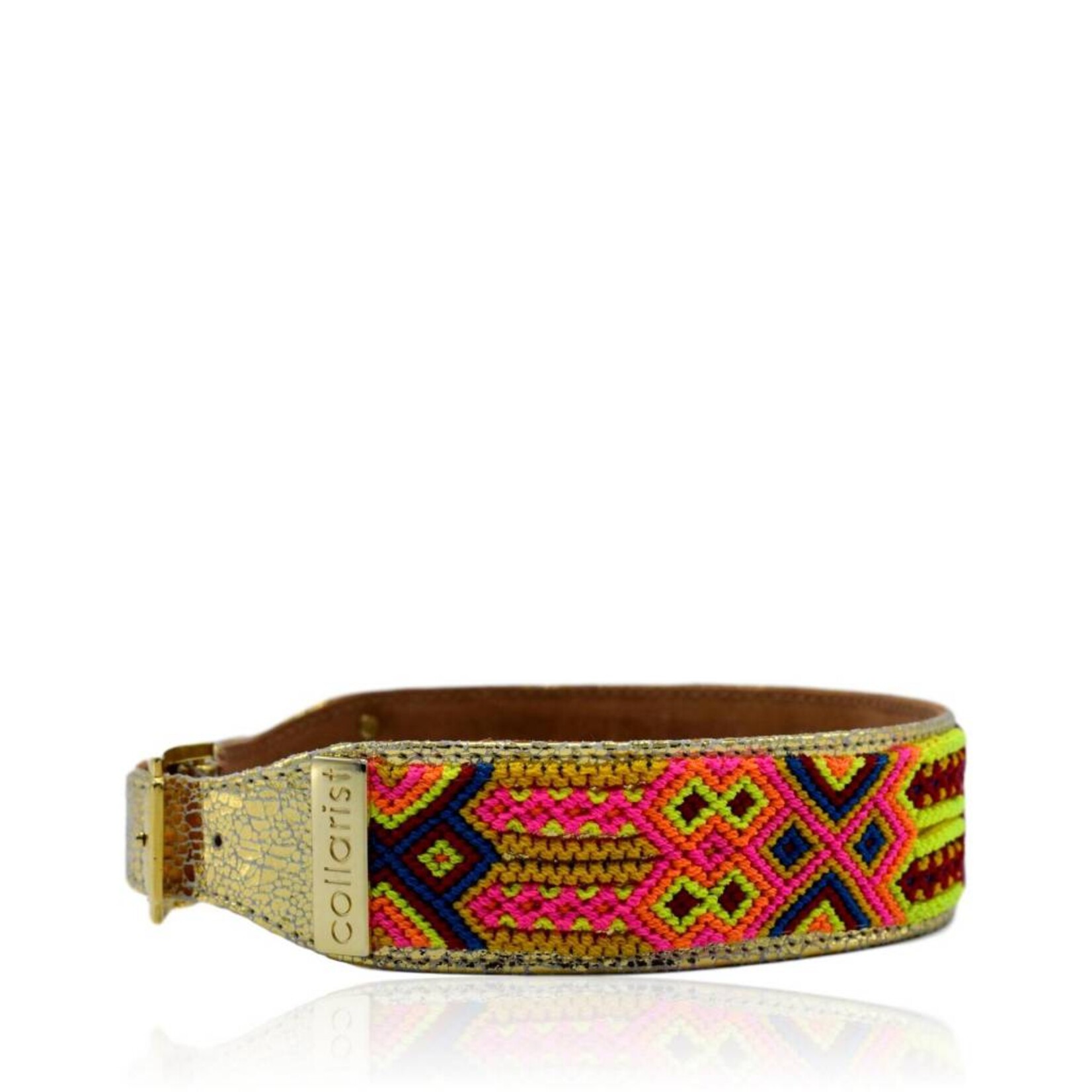 Collarist Woven & Gold Leather Friendship Collar "Get Happy"