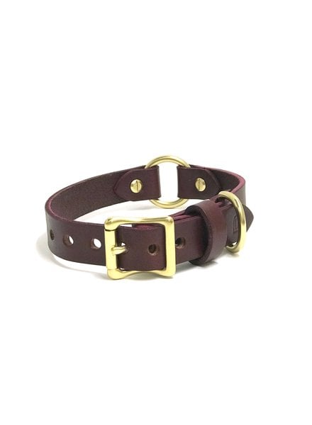 Bay Dog Co Leather Collar, Burgundy