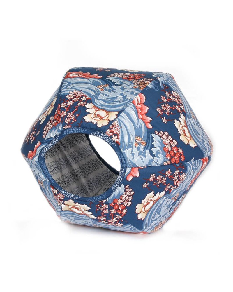 The Cat Ball Ball Bed, Nouveau Floral Navy
