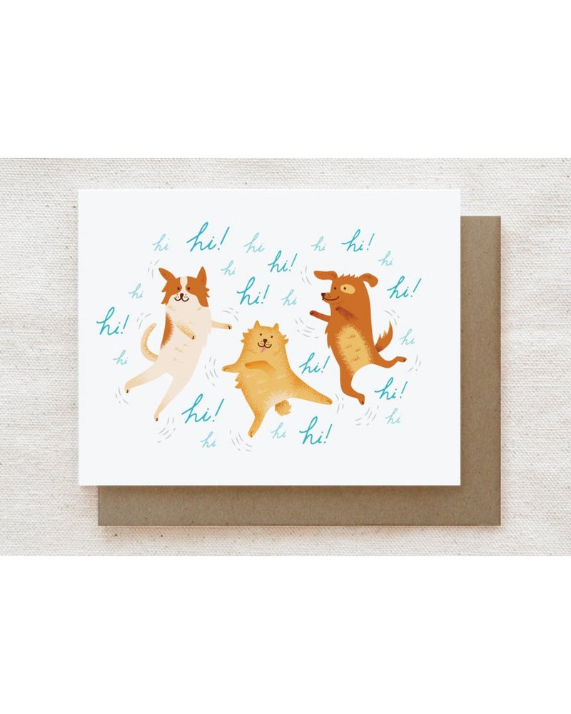 Quirky Paper Co. Hi! Hi! Hi! Excited Dogs Greeting Card