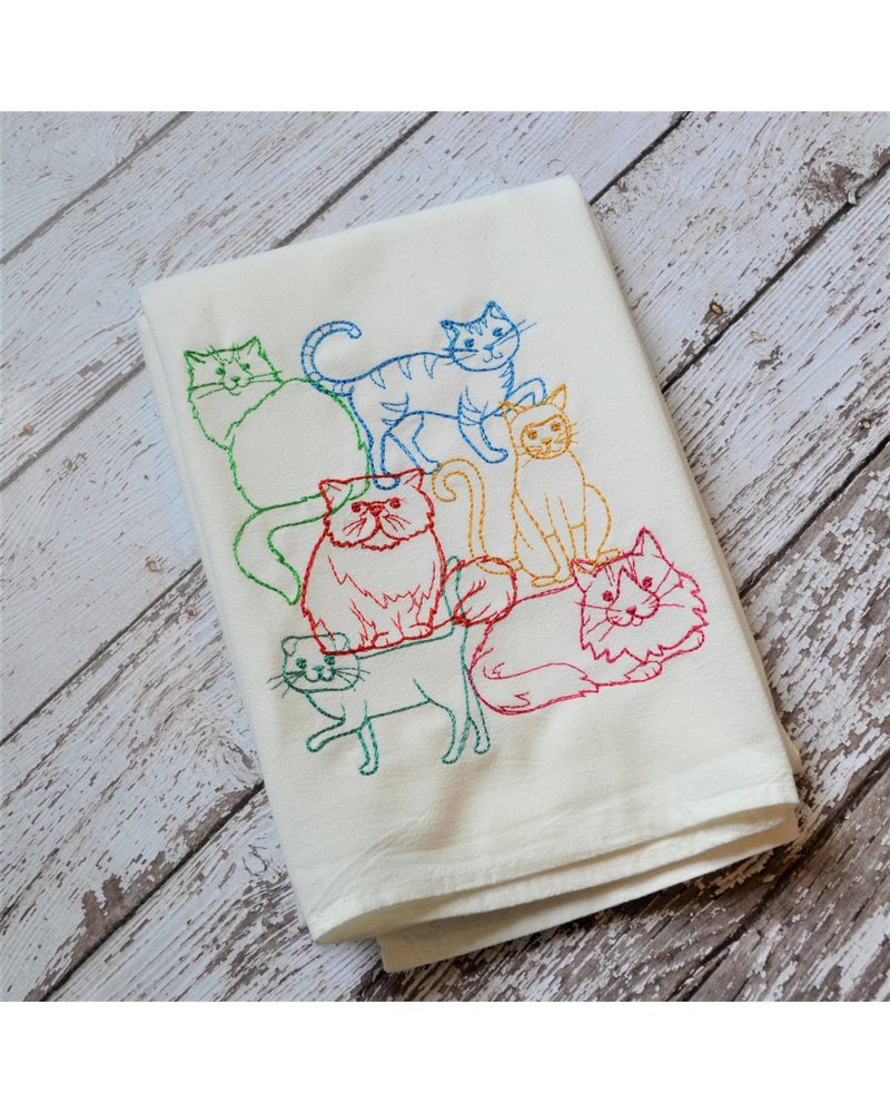 SewMuchMore Lots of Cats Tea Towel