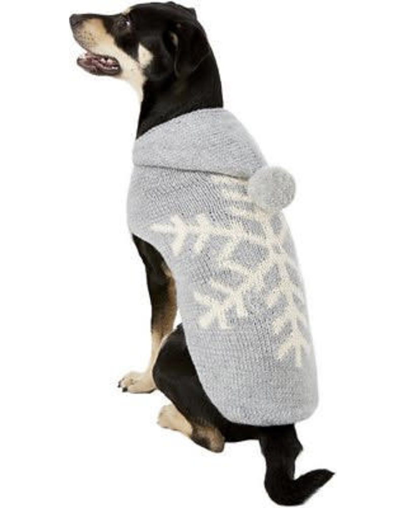 Chilly Dog Grey Alpaca Snowflake Dog Sweater