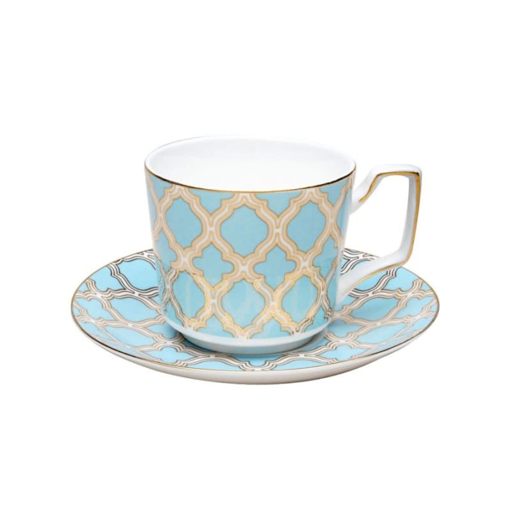 Debra Blue Silver Tea/Coffee Cup saucer Set of 4