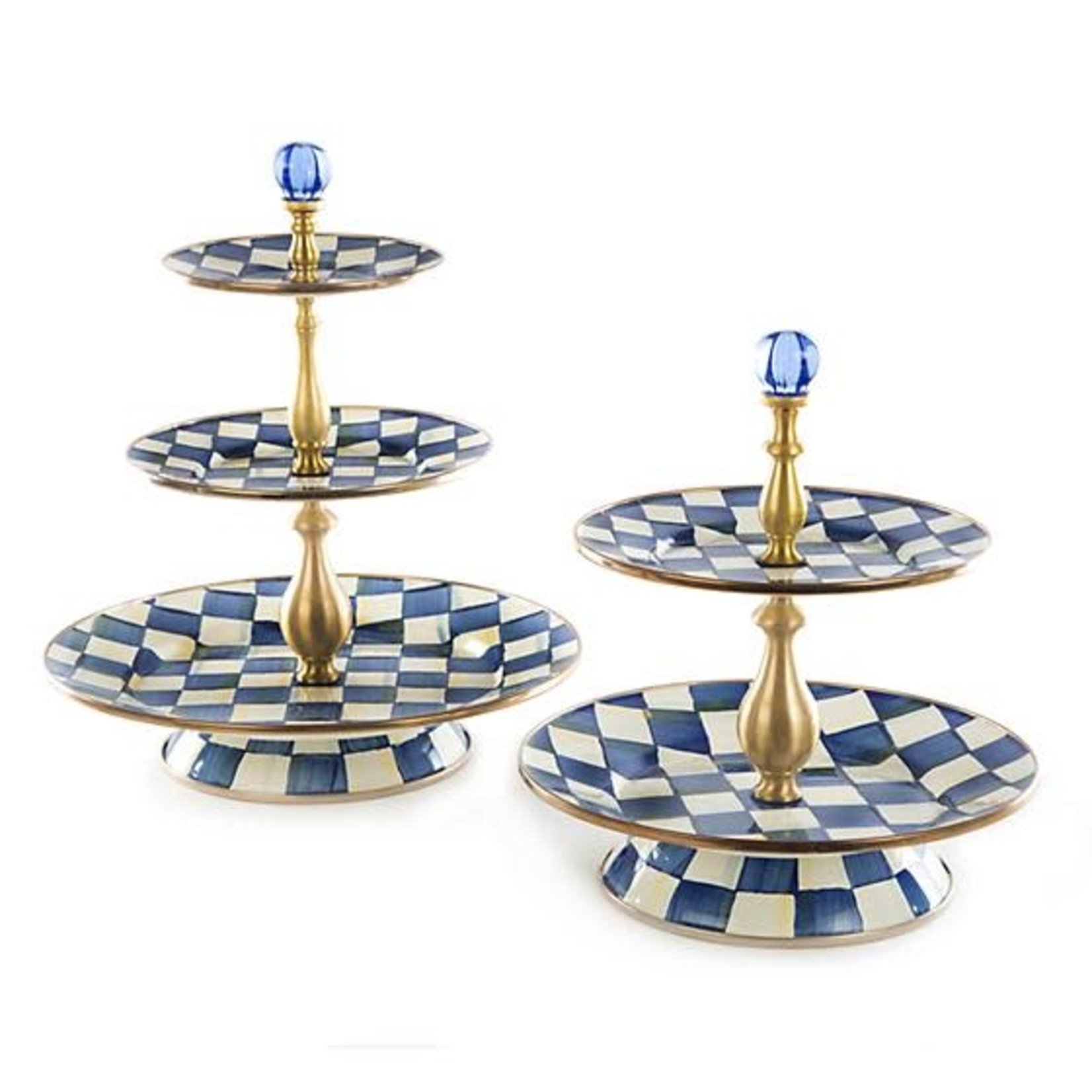 MacKenzie Childs Royal Check Two Tier Sweet Stand