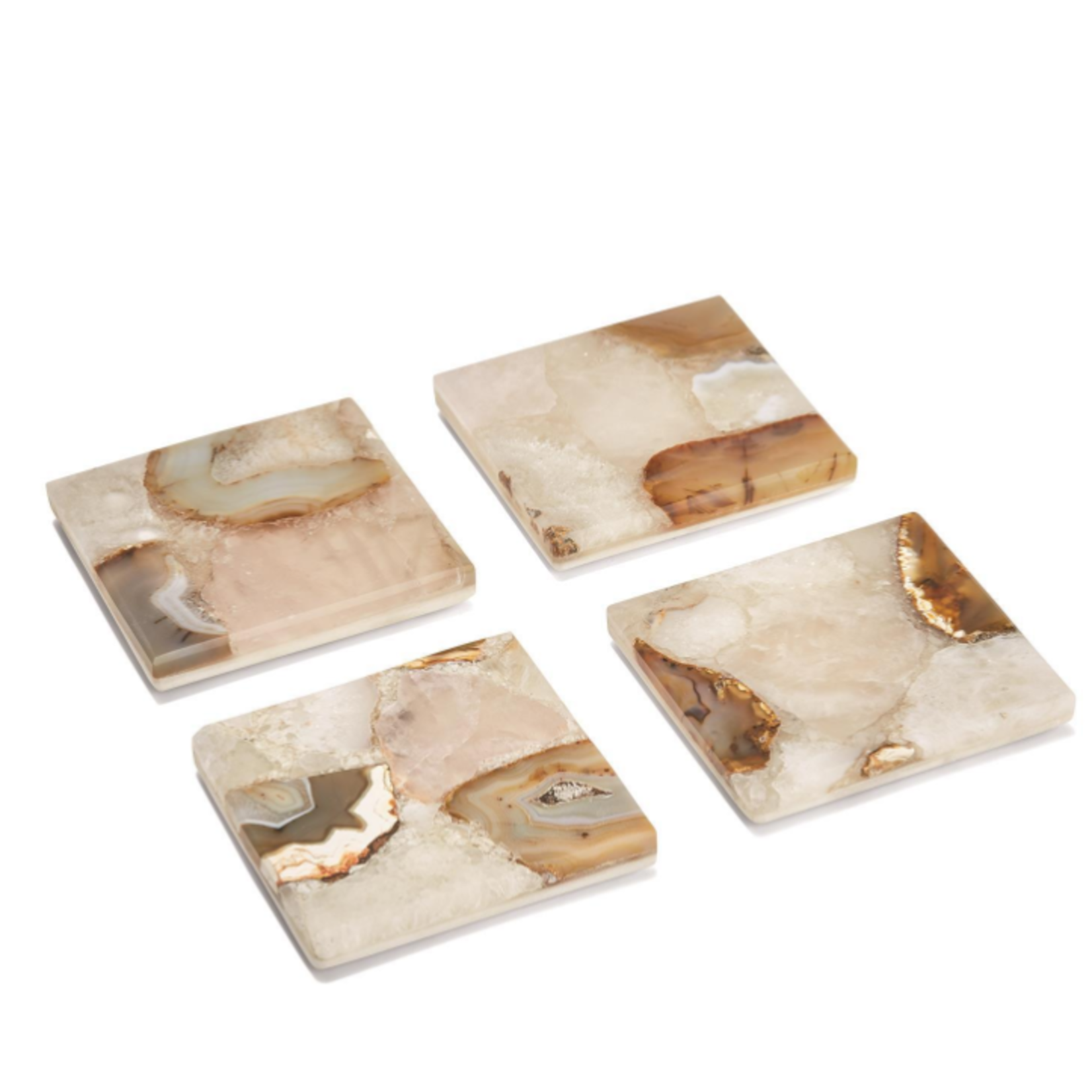 Two's Company Set of 4 Agate Coasters with Marble