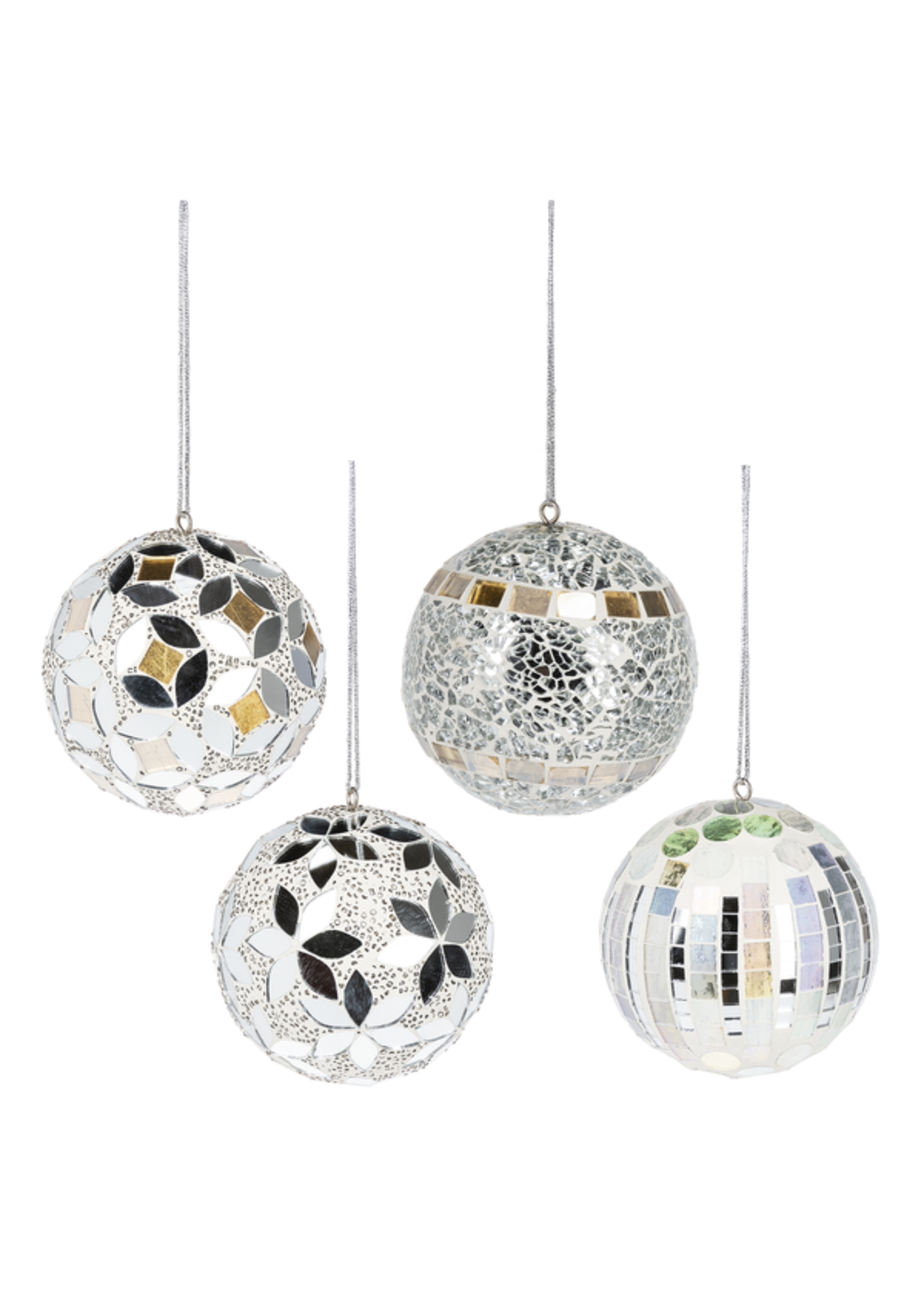 Silver Mosaic Ball Ornaments - Small ( price per piece)
