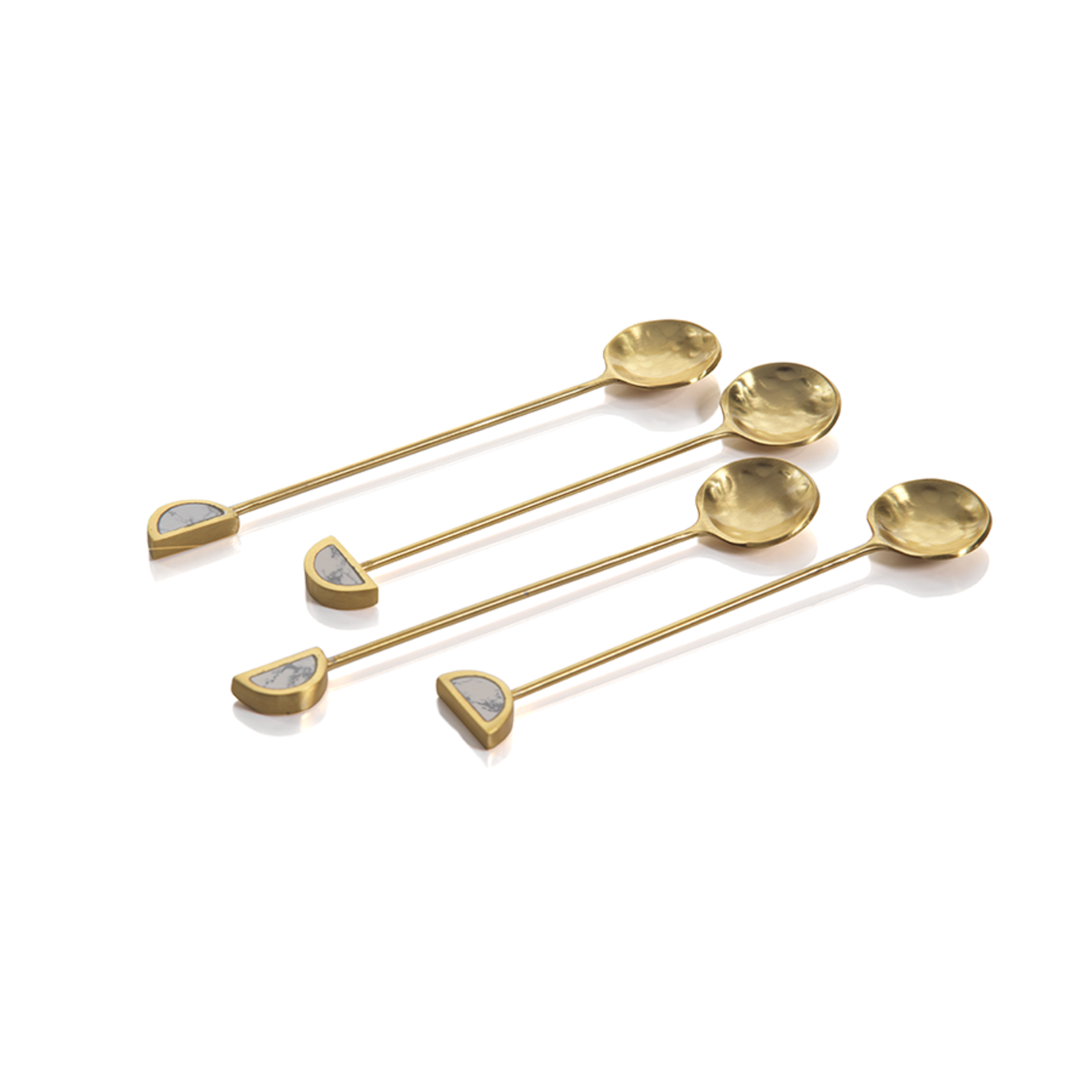 zodax Set of 4 Fez Small Tea Spoons - Gold and White