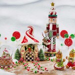MacKenzie Childs Candy Cottage Gingerbread Snow Globe
