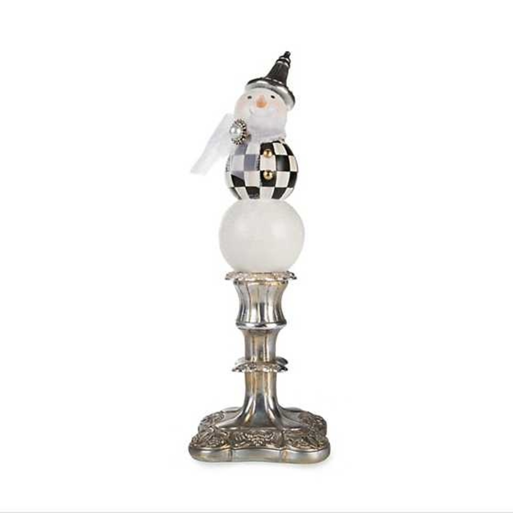 MacKenzie Childs Vintage Silver Pedestal Snowman - Tall