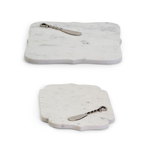 Two's Company MARBLE ARABESQUE SERVING TRAY WITH SPREADER  - Set of 2