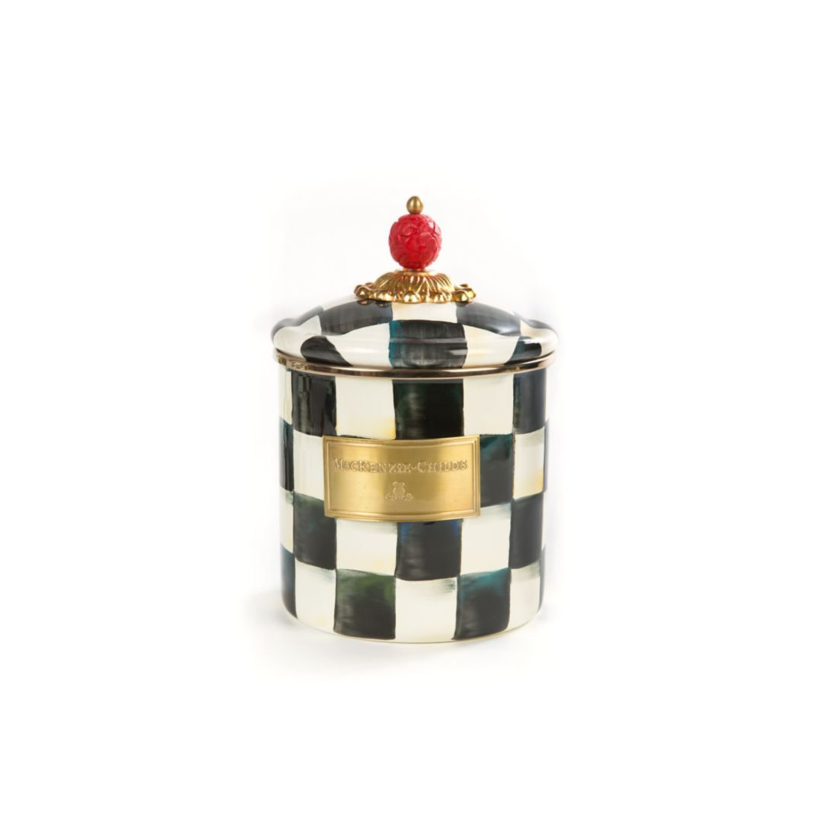 MacKenzie Childs Courtly Check Enamel Canister - Small