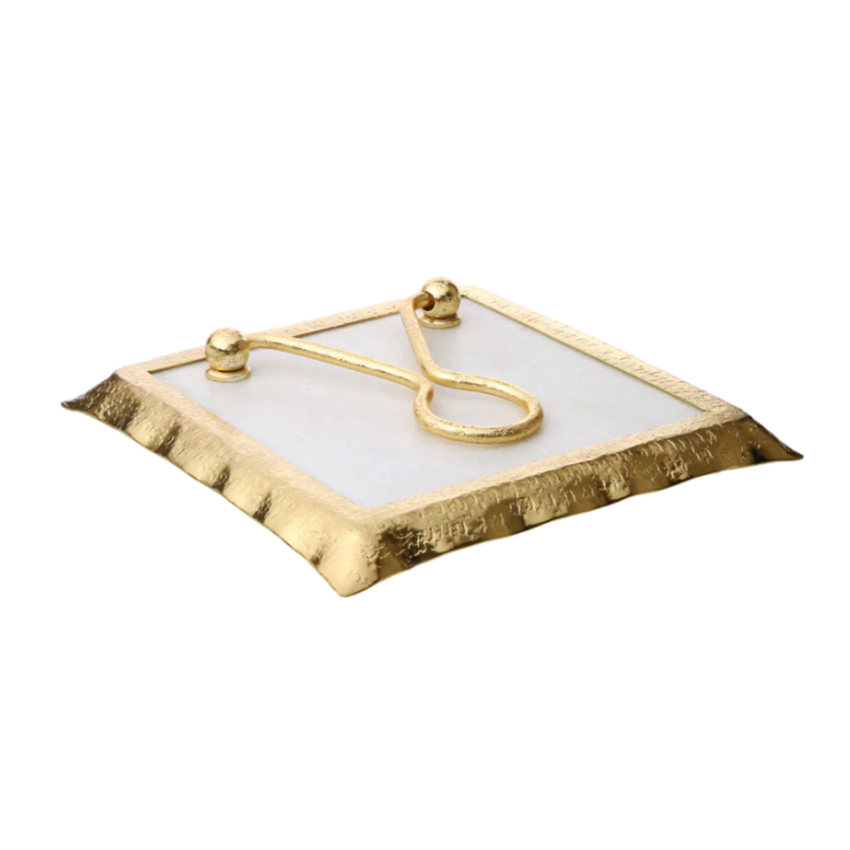 Square Marble Napkin Holder With Gold Rim