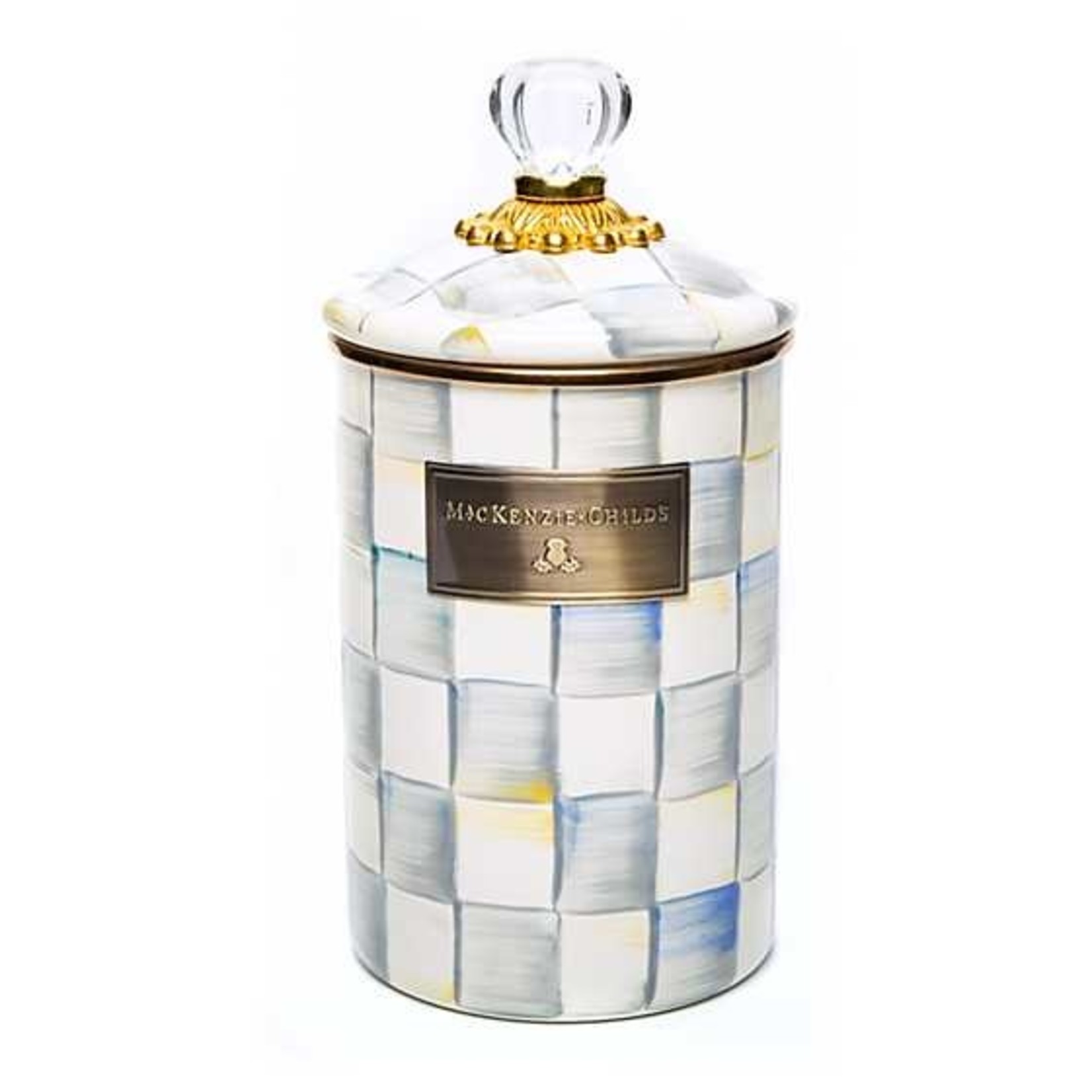 MacKenzie Childs Sterling Check Enamel Canister - Large
