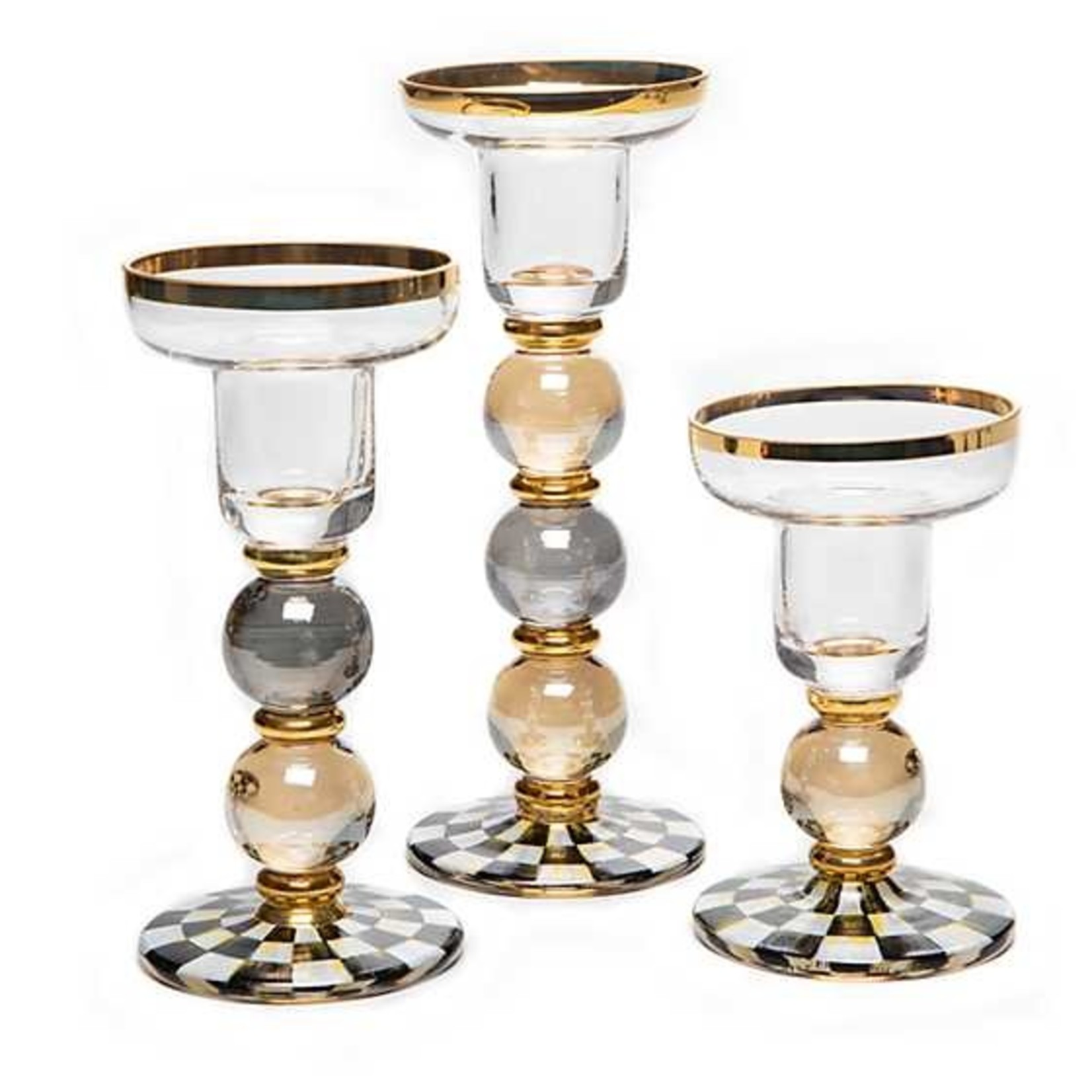 MacKenzie Childs Courtly Check Sphere Candlestick - Small