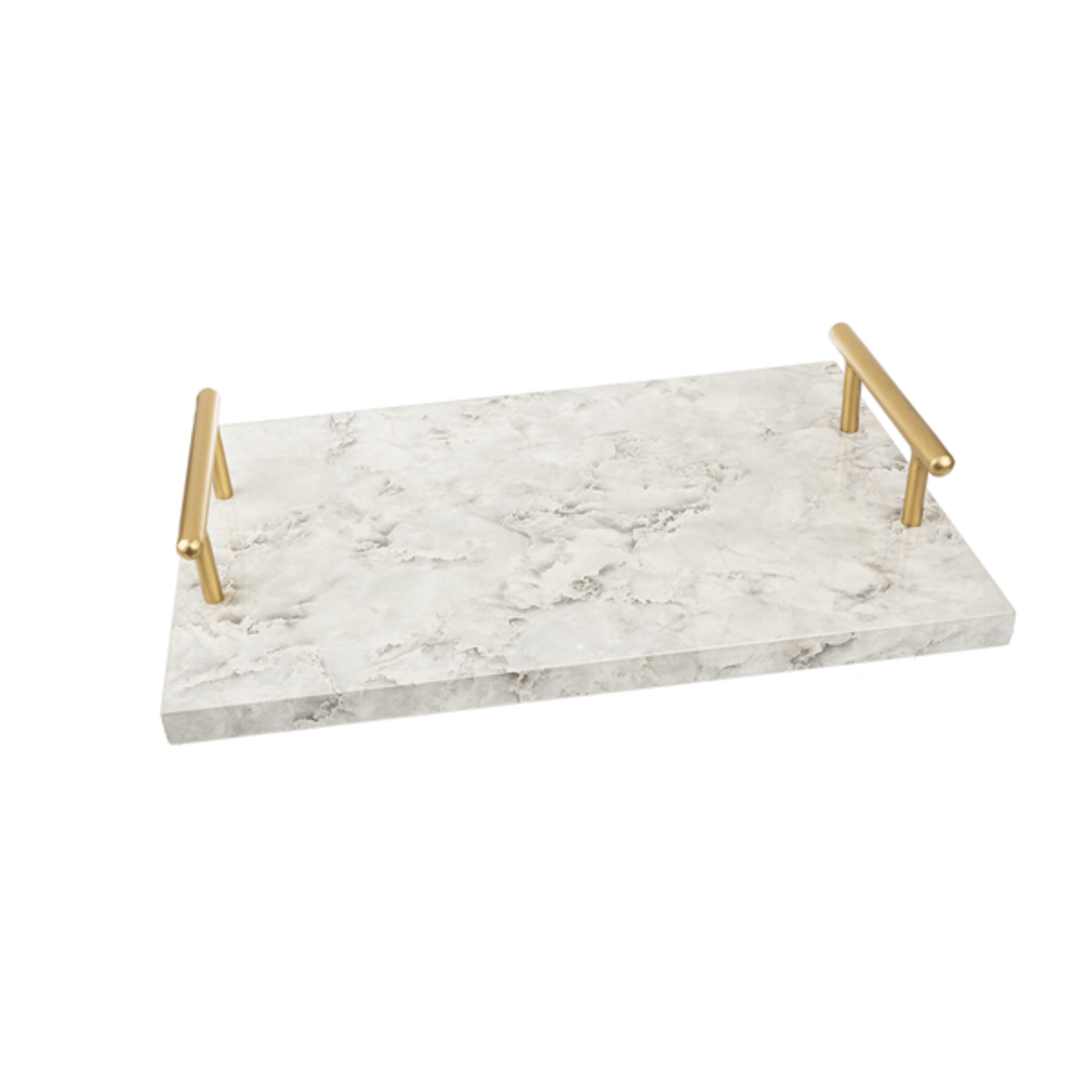 Faux Marble Tray with Gold Handles (2 pc. set)