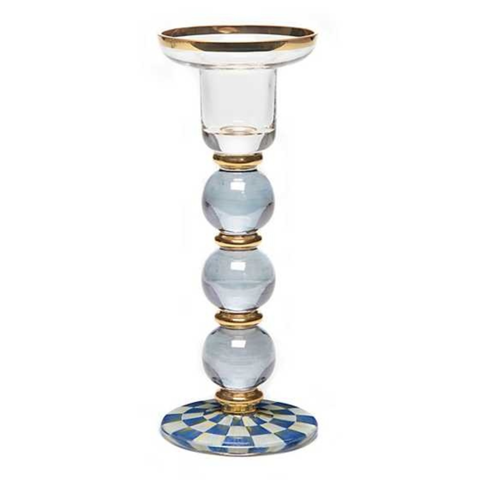 MacKenzie Childs Royal Check Sphere Candlestick - Large