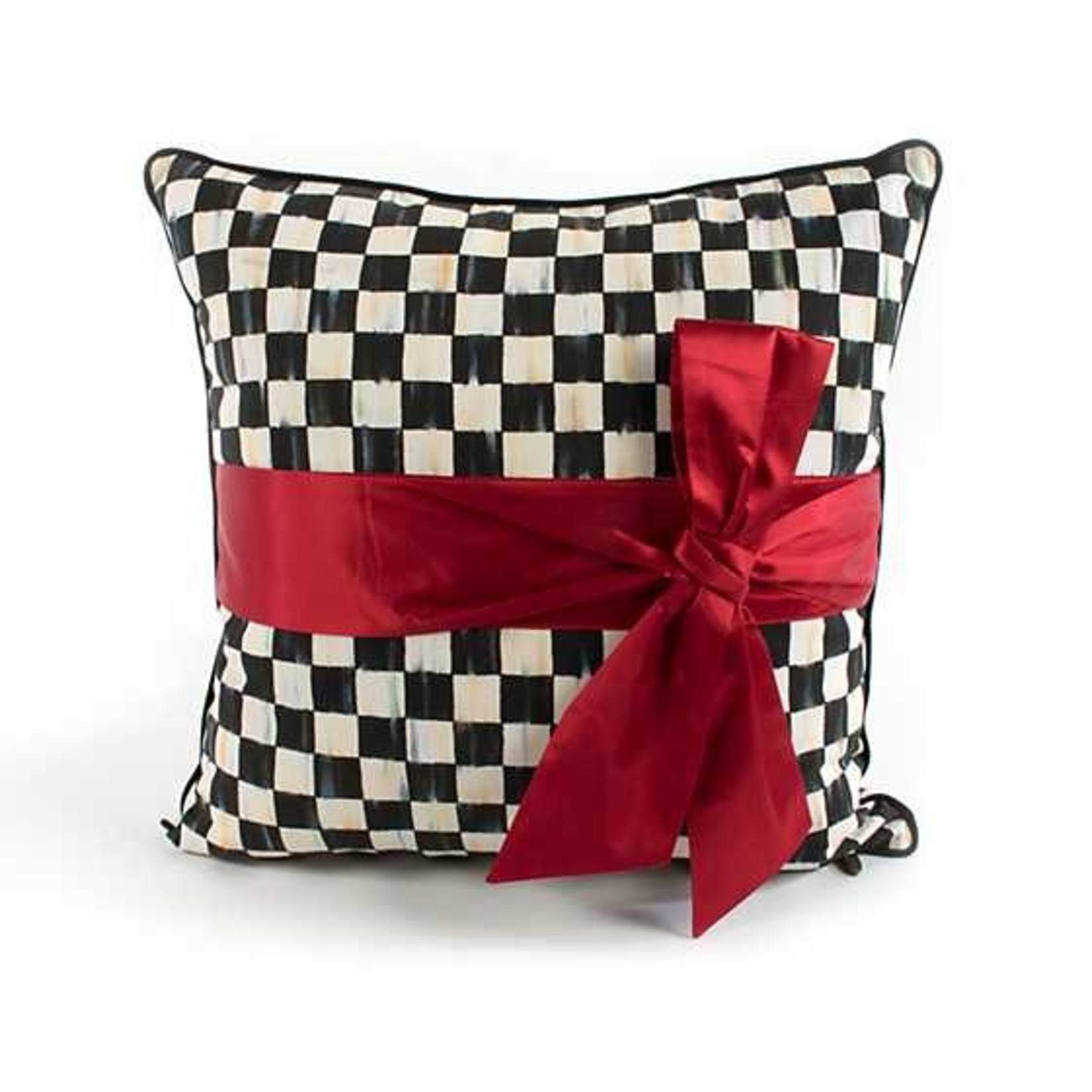 MacKenzie Childs Courtly Check Sash Pillow - Red