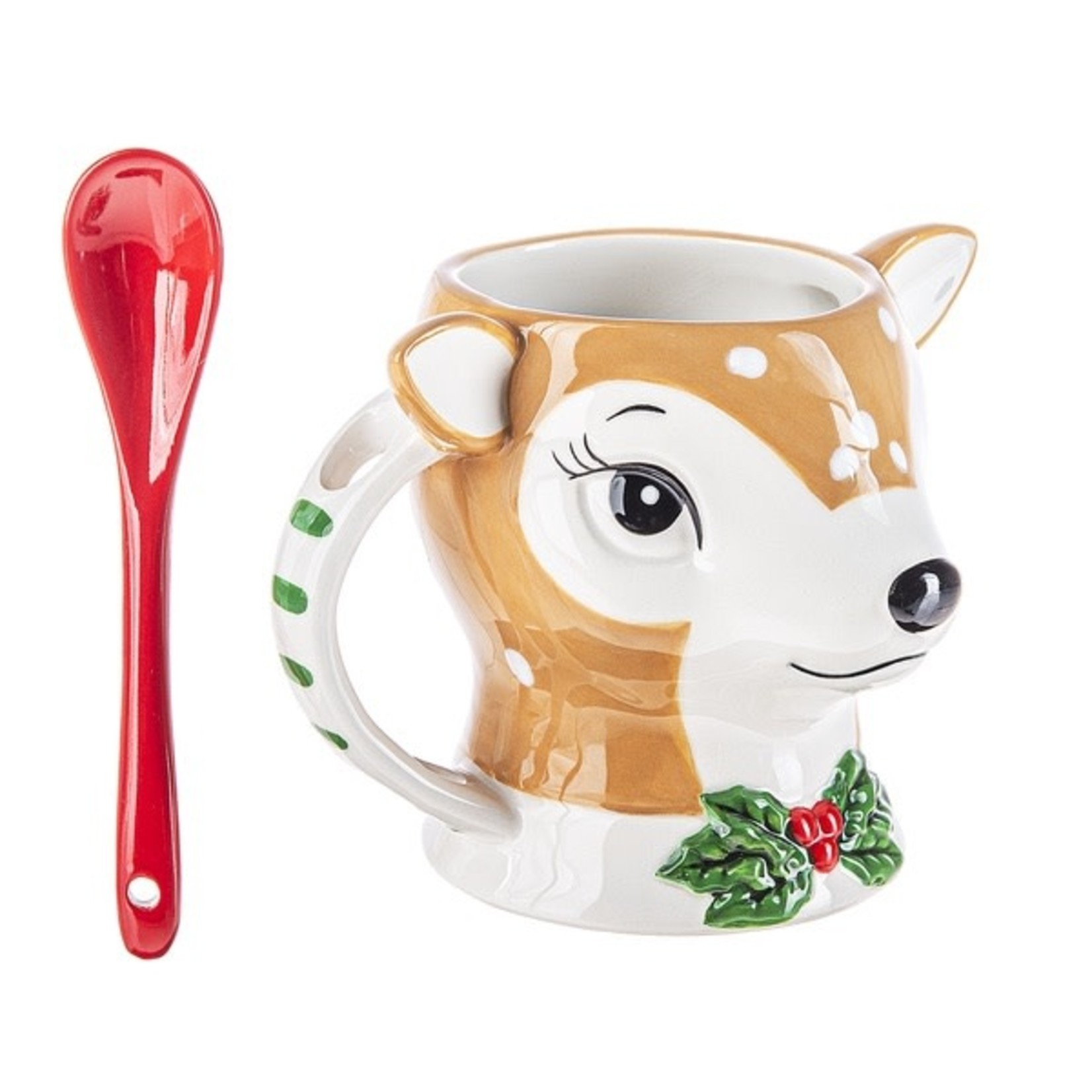 Christmas Icon w/Spoon Mugs -Reindeer
