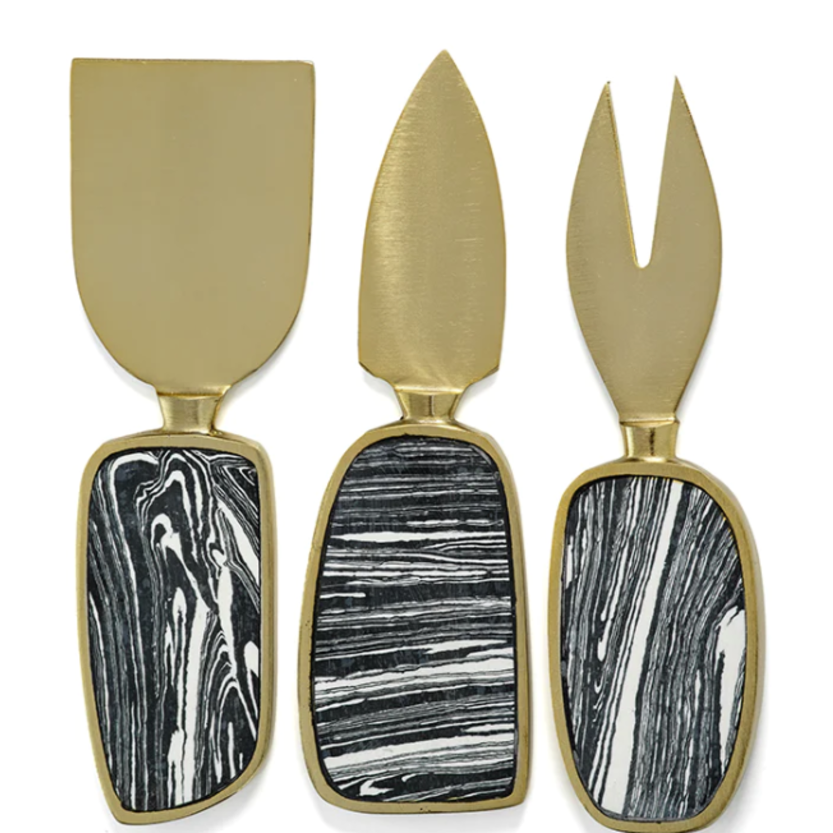 zodax Amalfi Set of 3 Cheese Tools - Black with Gold
