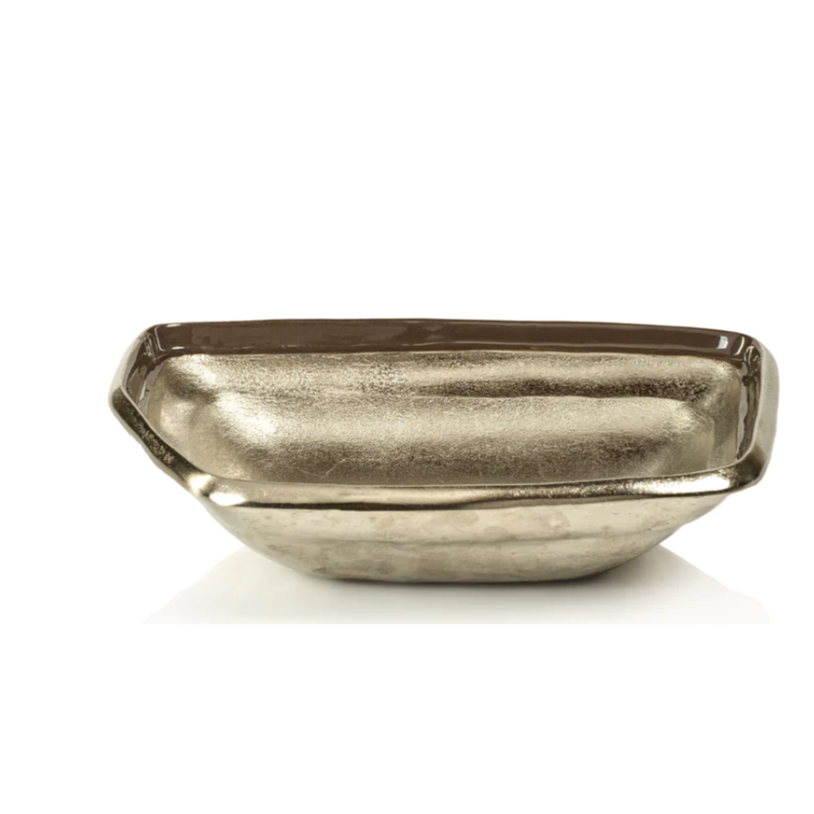 zodax Free-Form Nickel Aluminum Bowl with Mocha Enamel - Large