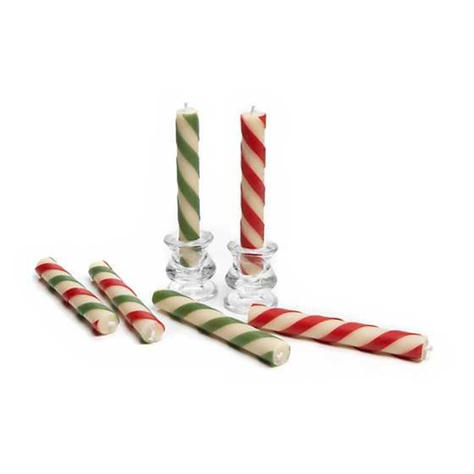 MacKenzie Childs Mini Dinner Candles - Candy Cane - Set of 6
