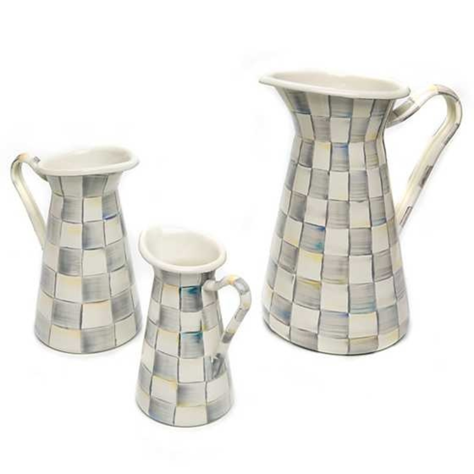 MacKenzie Childs Sterling Check Enamel Practical Pitcher - Large
