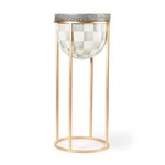 MacKenzie Childs Sterling Check Plant Stand - Tall