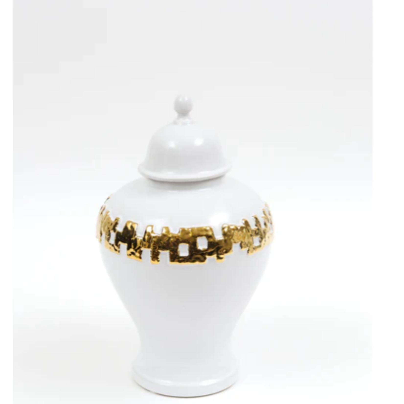 Vivience Fol Inc. Small White and Gold Ginger Jar