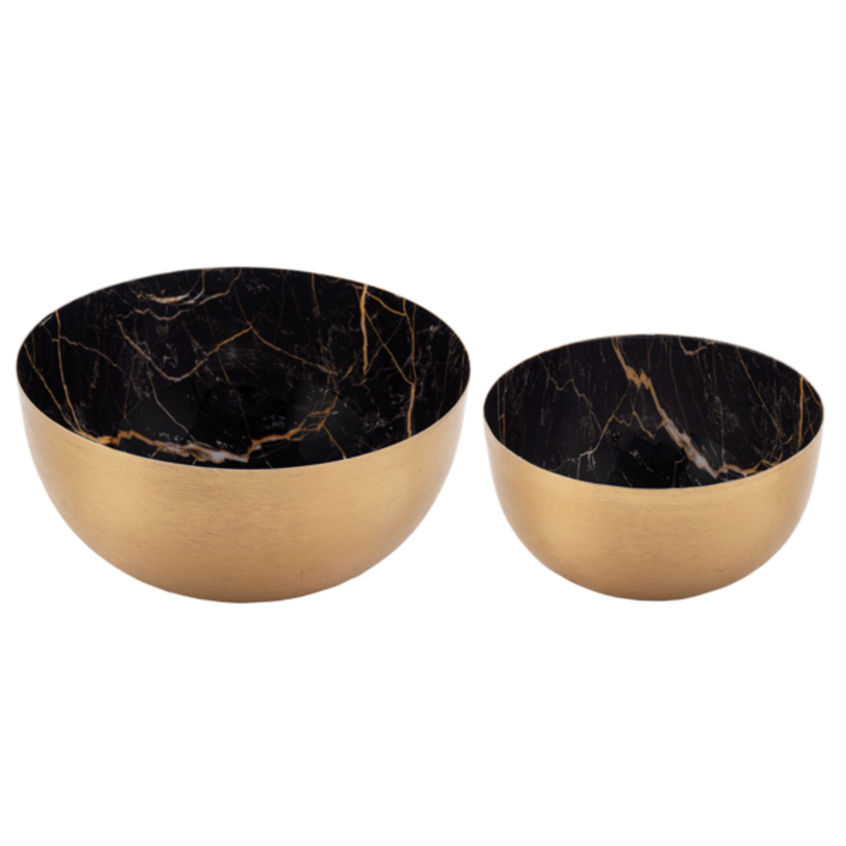 Black & Gold Faux Marble Bowl - 2 piece Set