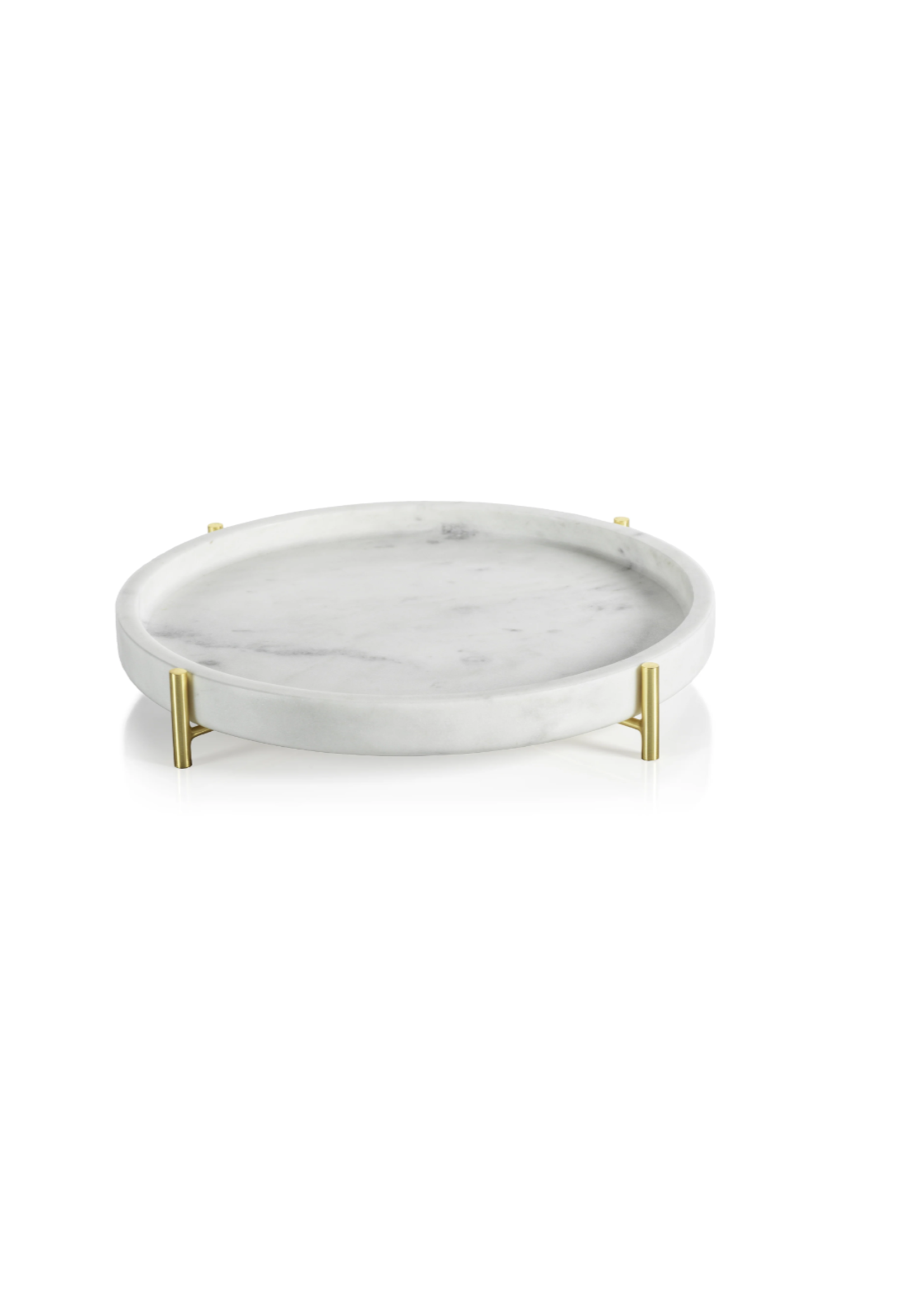 zodax Palomar Round Marble Tray on Metal Stand - Large