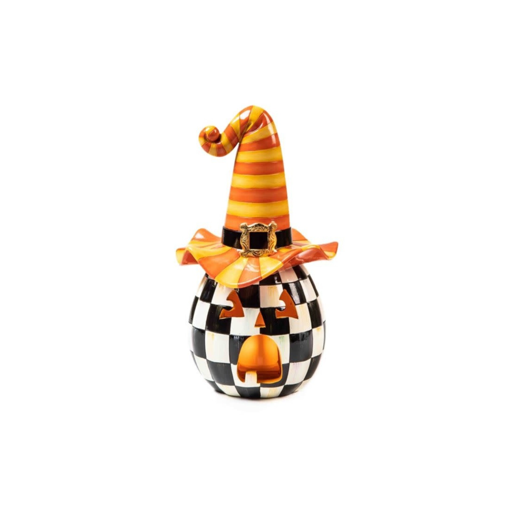 MacKenzie Childs illuminated happy jack pumpkin - orange hat