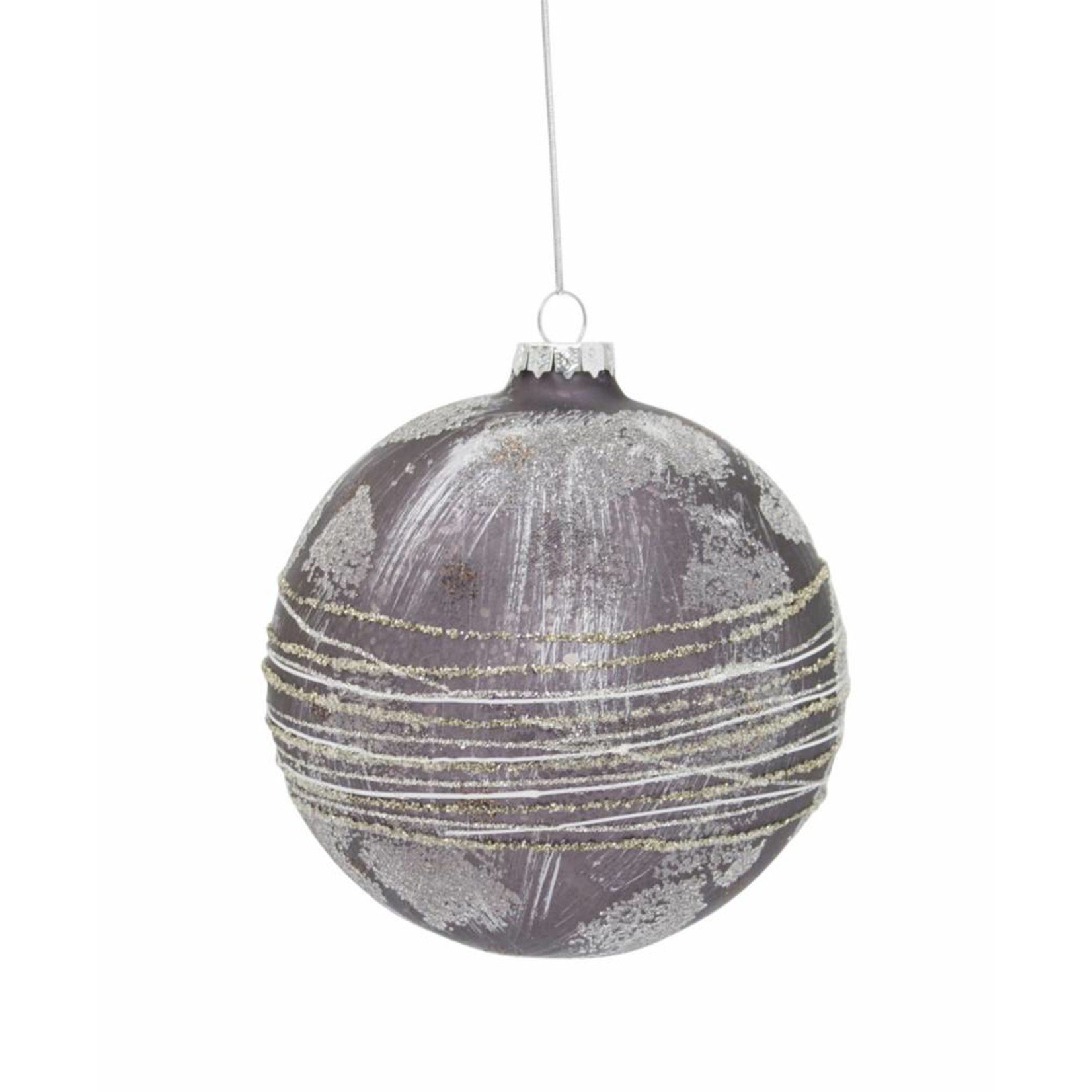 Ball Ornament 5"D Glass - Silver/Gold