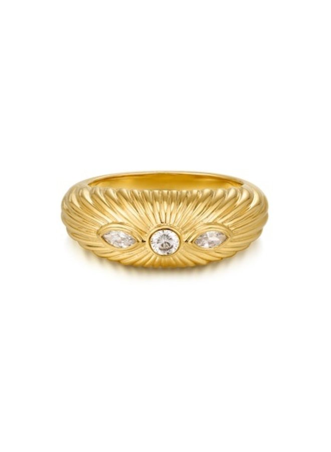 Florette Ridged Signet Ring