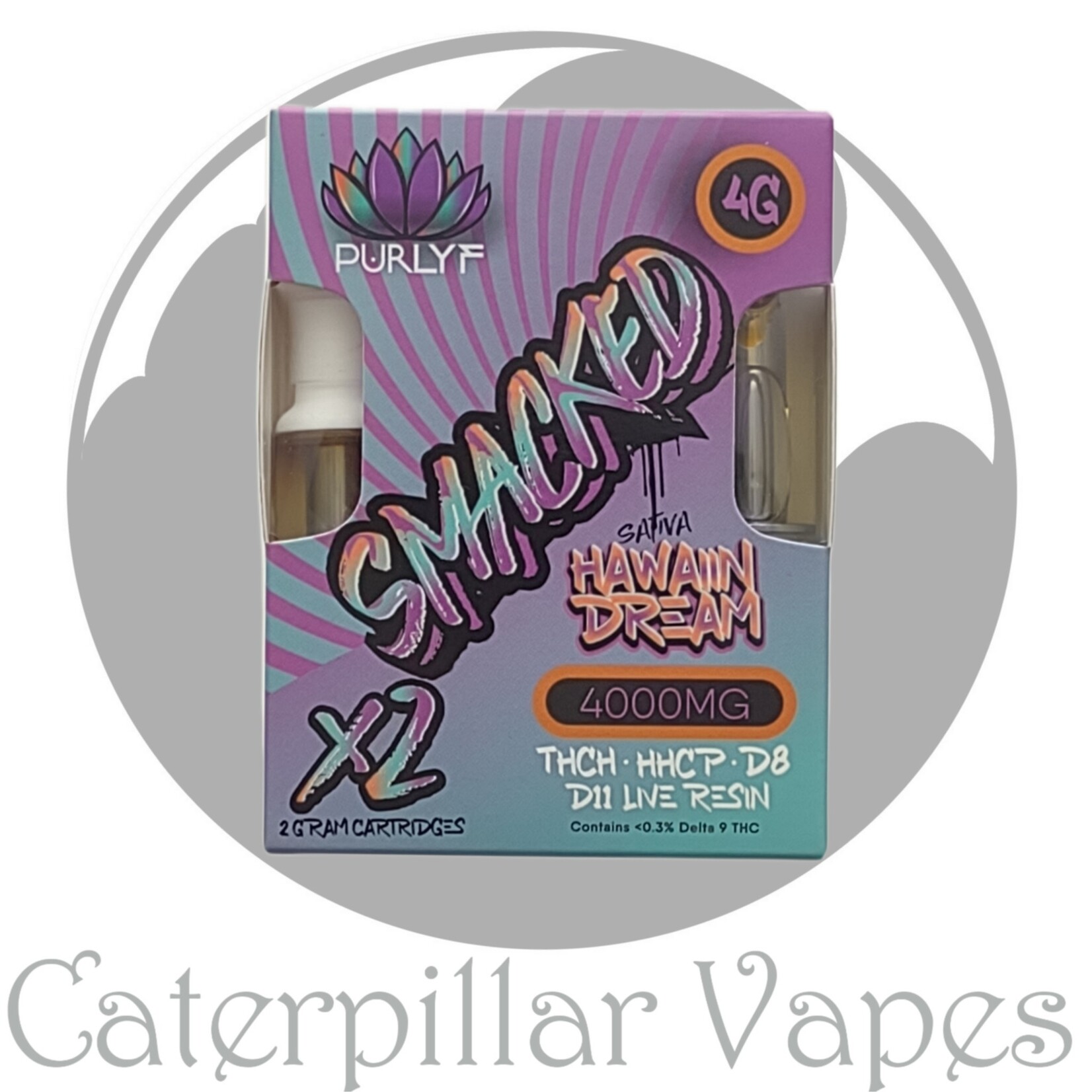 PurLyf PurLyf Smacked THC-H, D11, HHCP + D8 Live Resin Dual 2G Cartridges (Discontinued)