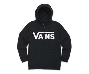 vans classic zip hoodie black white