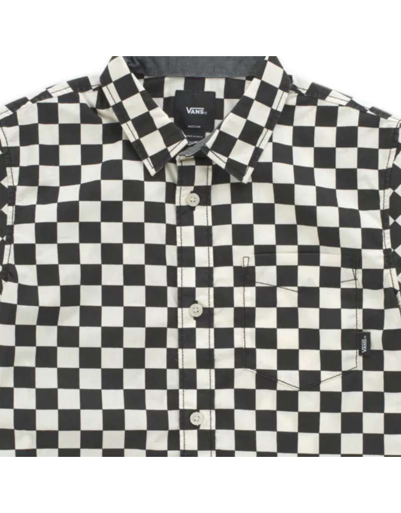 black and white checkered shirt vans