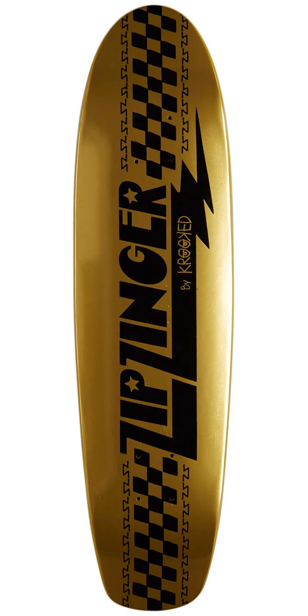 Krooked Skateboard Deck Zip Zinger Gold Foil 7.75" x 30.3" with Grip