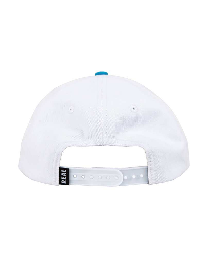 Real Real Oval Snapback Hat (White/ Blue)