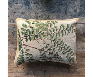 Fern Needlepoint Down Throw Pillow