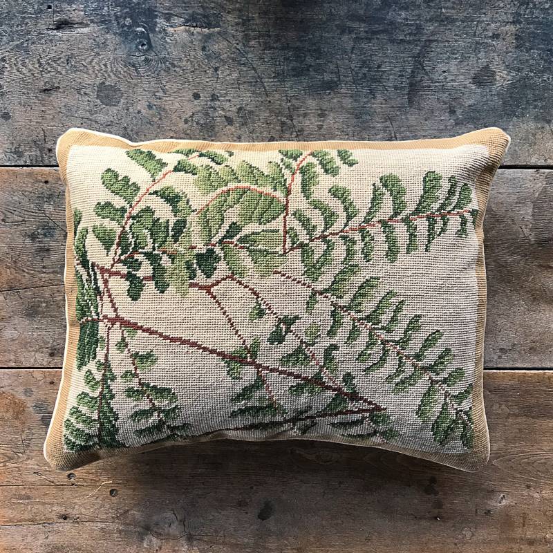 Fern Needlepoint Down Throw Pillow