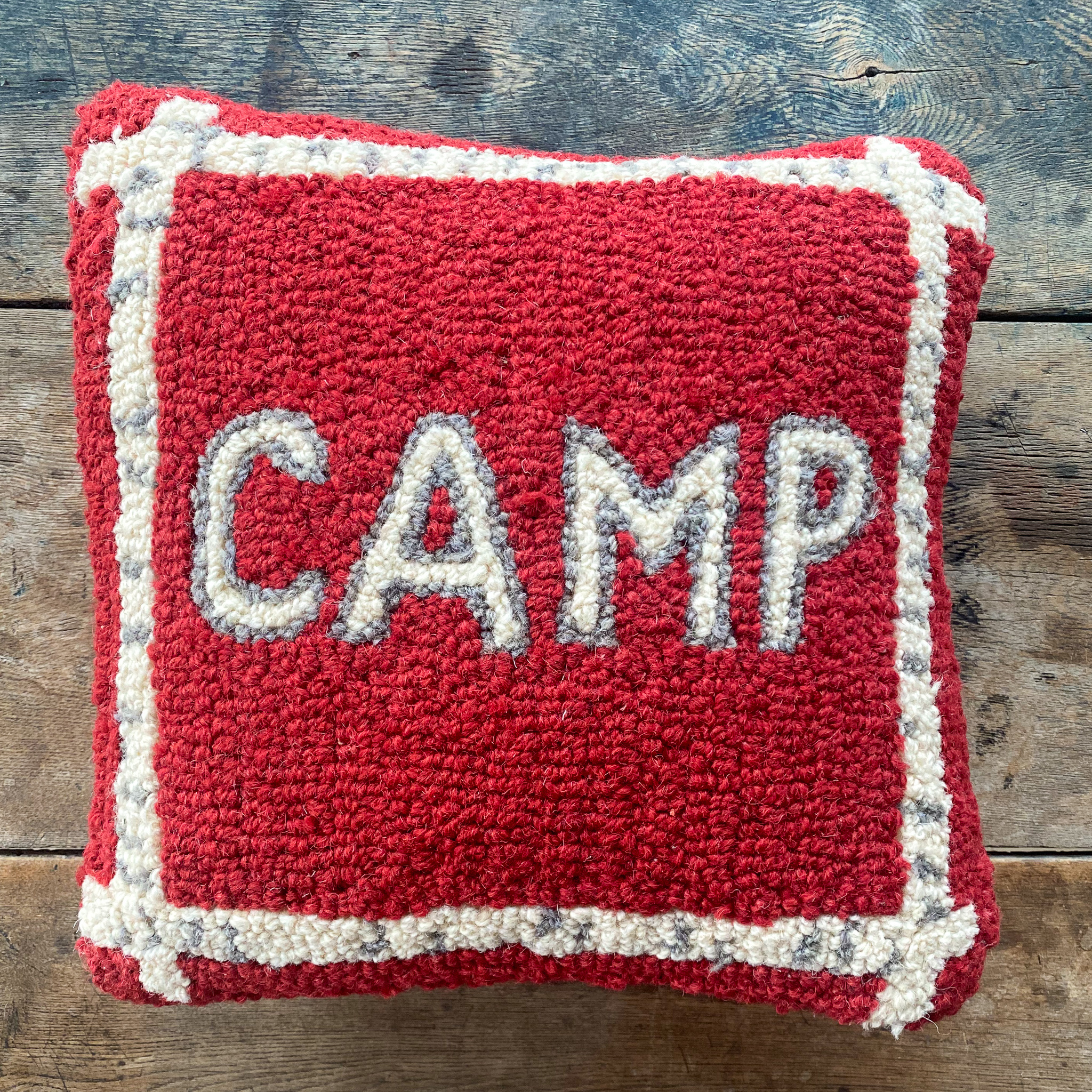 The Birch Store Camp Hooked Pillow 14x14