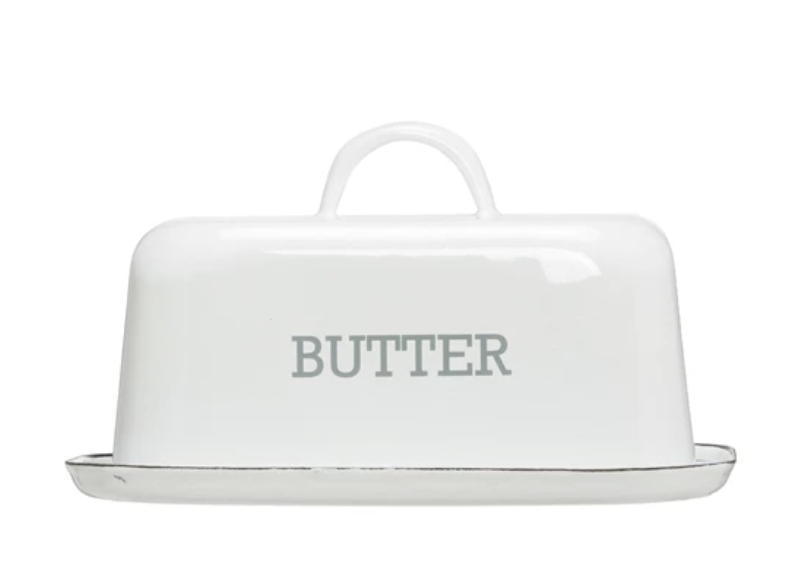The Birch Store White Enamel Butter Dish