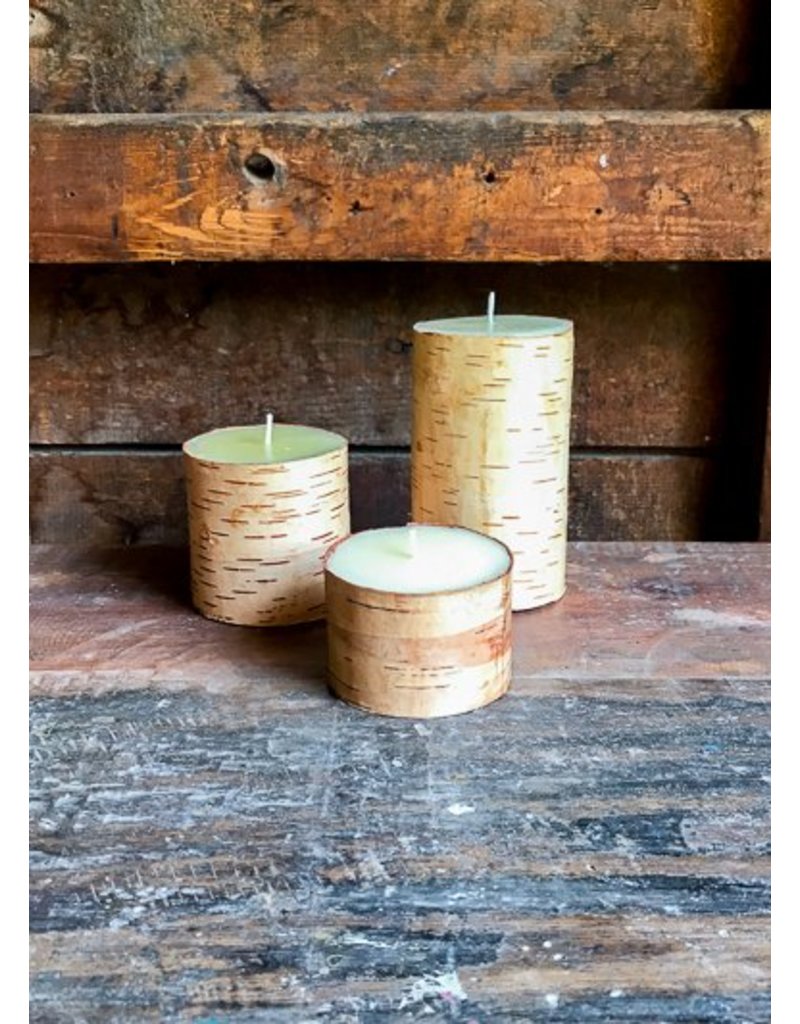 The Birch Store Birch Bark Pillar Candle 3x5